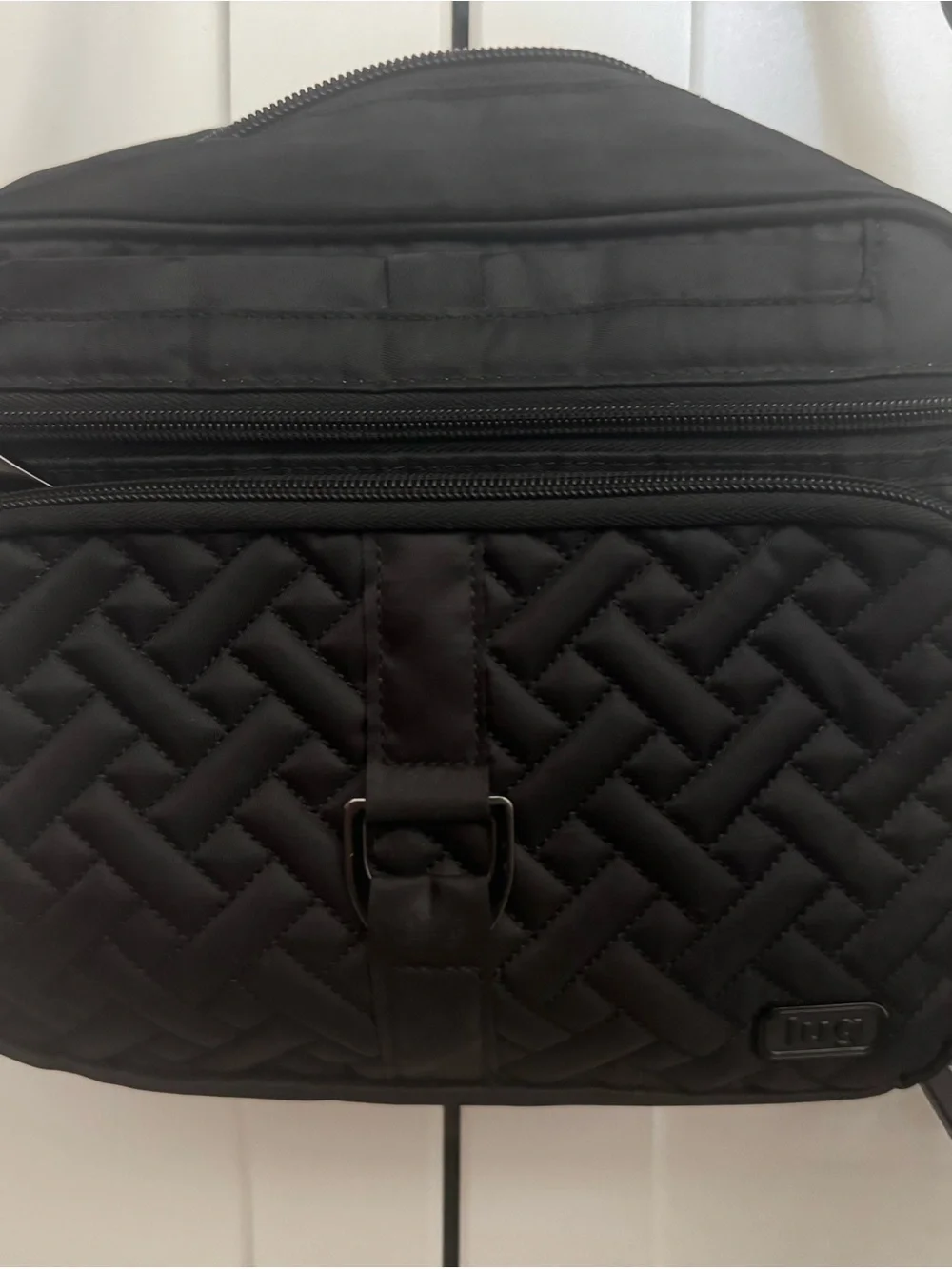 Lug Carousel XL- Quilted Black bag w/fleece lined cell phone pocket